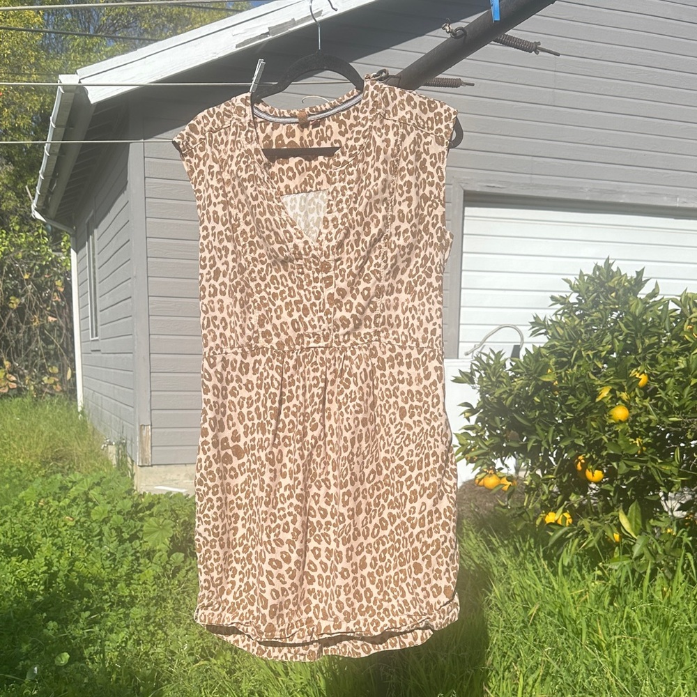 Pilcro Animal Print Dress with Cap Sleeves and Pockets Anthropologie
